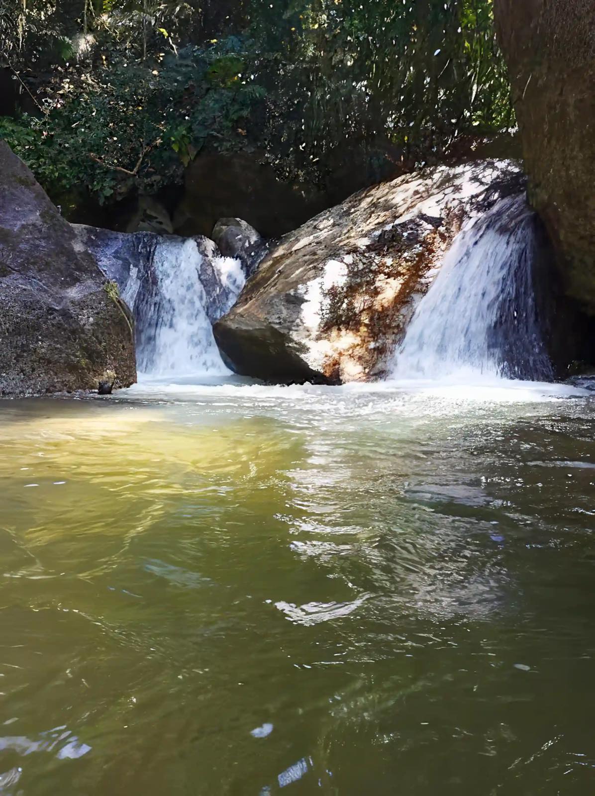 Waterfall pool on the property